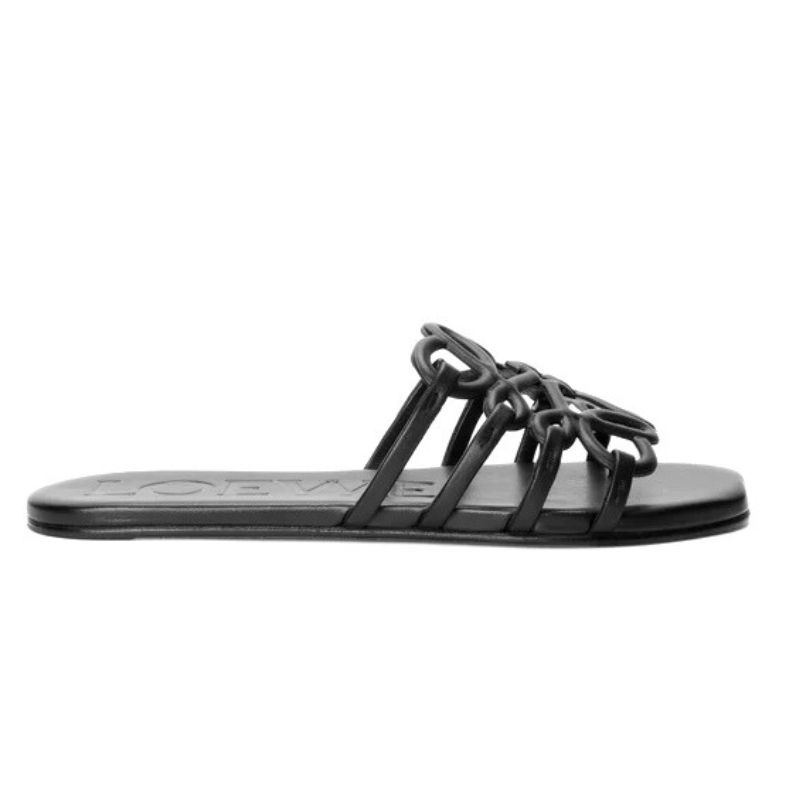 LOEWE Petal Anagram slide in soft calfskin black