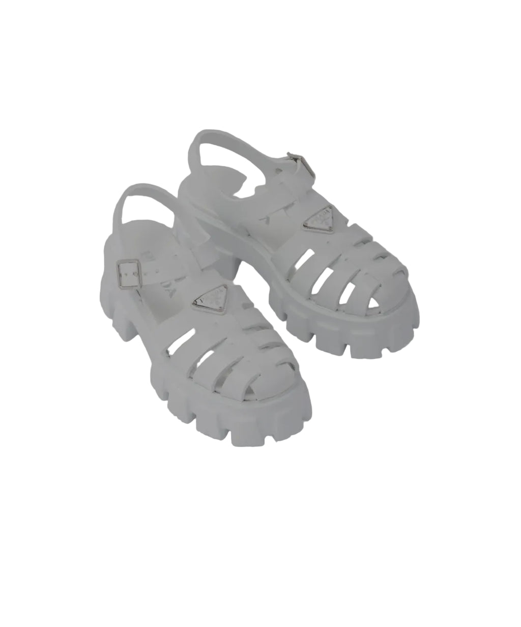 Prada Monolith rubber white sandals