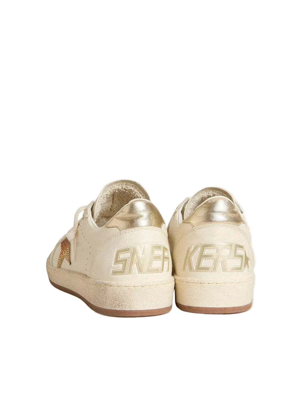 Golden goose Women’s Ball Star in white leather with crystal star and metallic heel tab