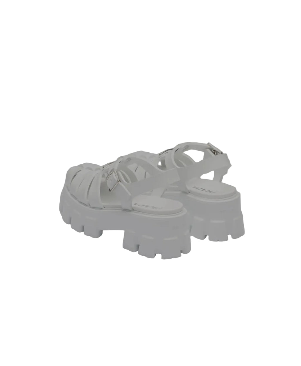 Prada Monolith rubber white sandals