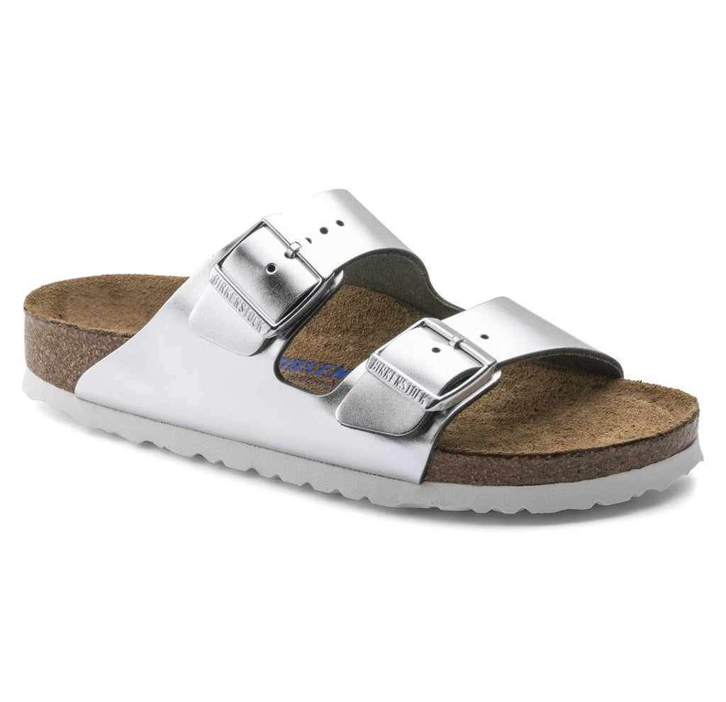 Birkenstock Arizona soft sole
genuine leather Silver with a metallic sheen