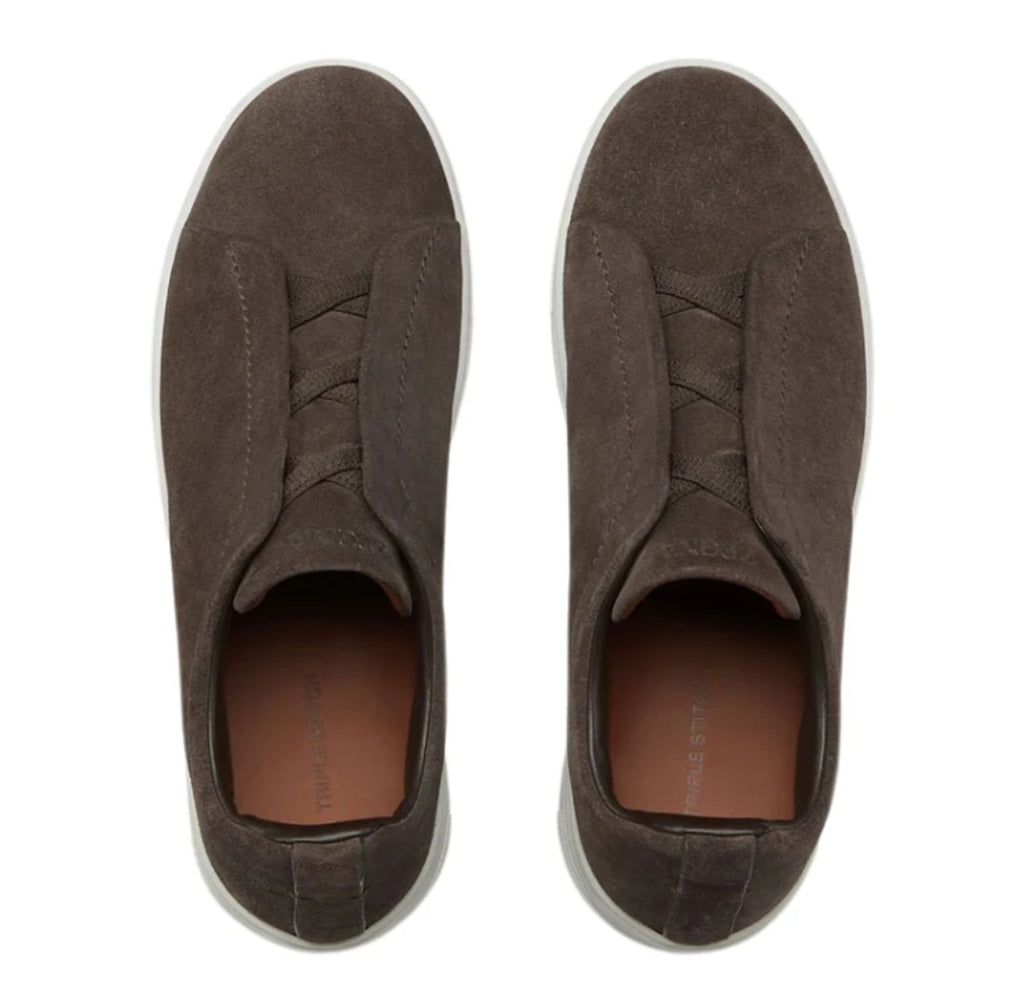 Zegna Brown Suede Triple Stitch™ Sneakers