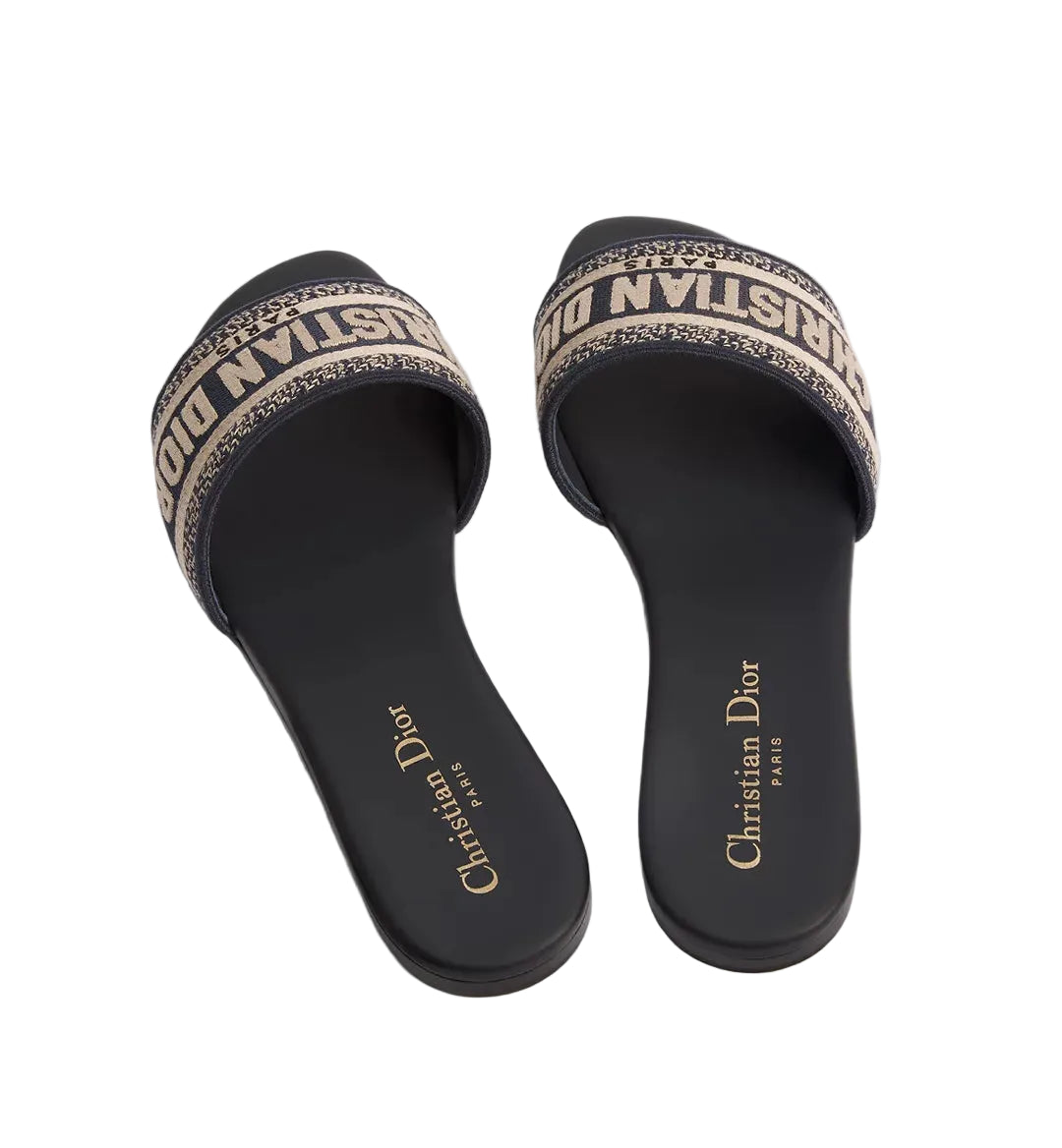 Christian Dior Dway Slide Black embroidered cotton
