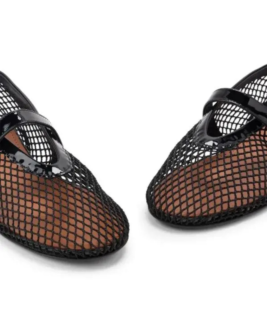 Alaïa Velvet-Effect Fishnet Ballet Flats in Black