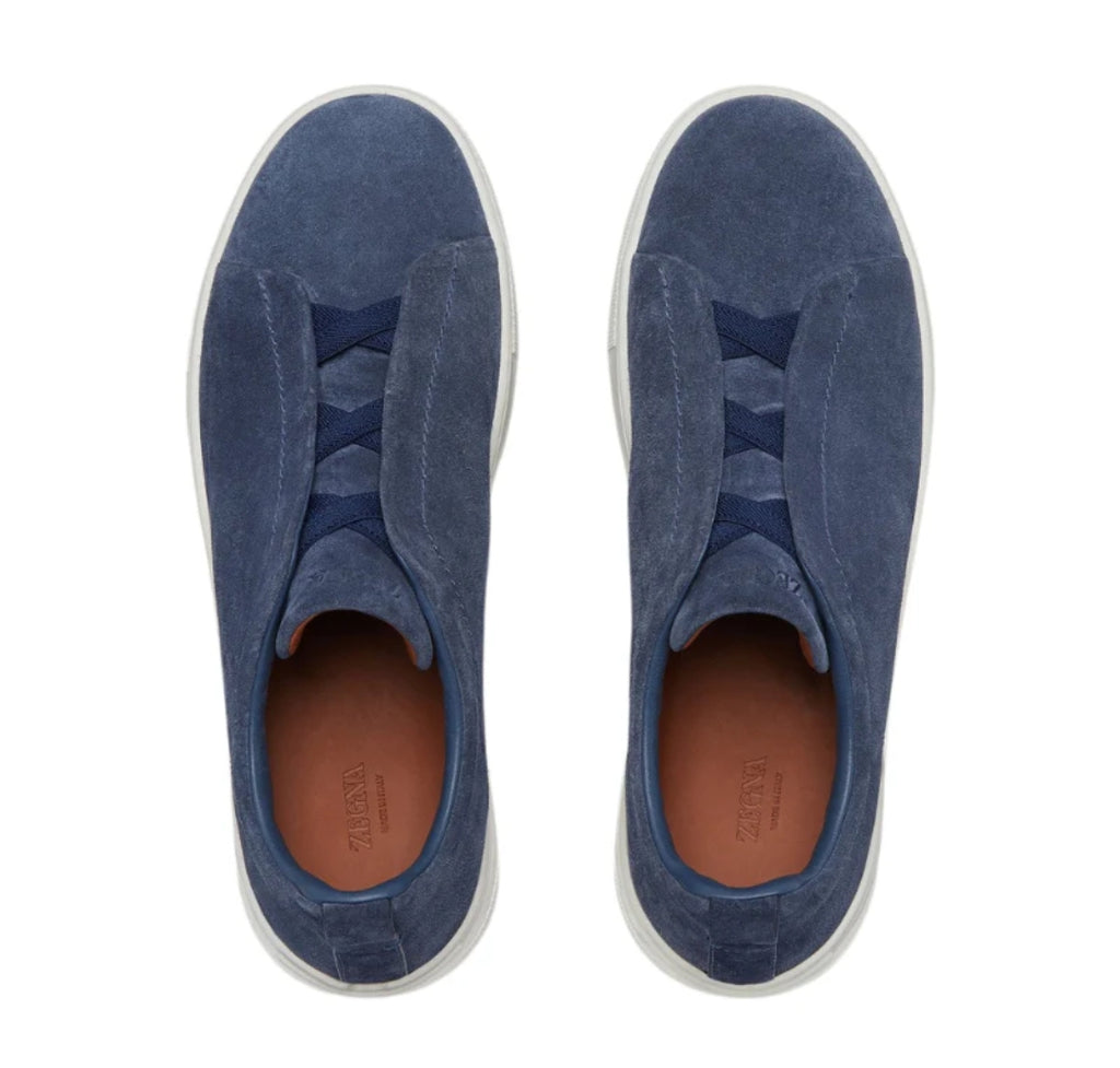 Zegna Triple Stitch™ Deep Blue Suede Sneakers