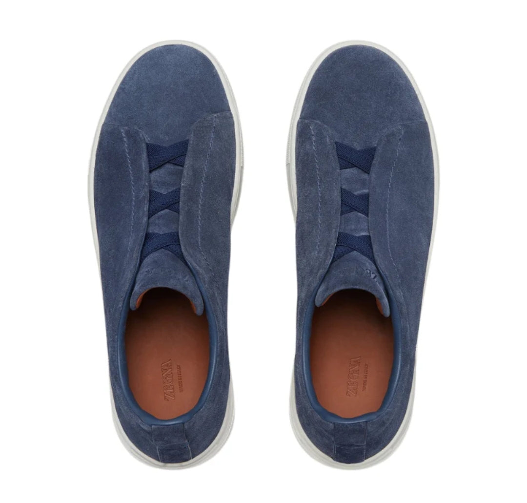 Zegna Triple Stitch™ Deep Blue Suede Sneakers