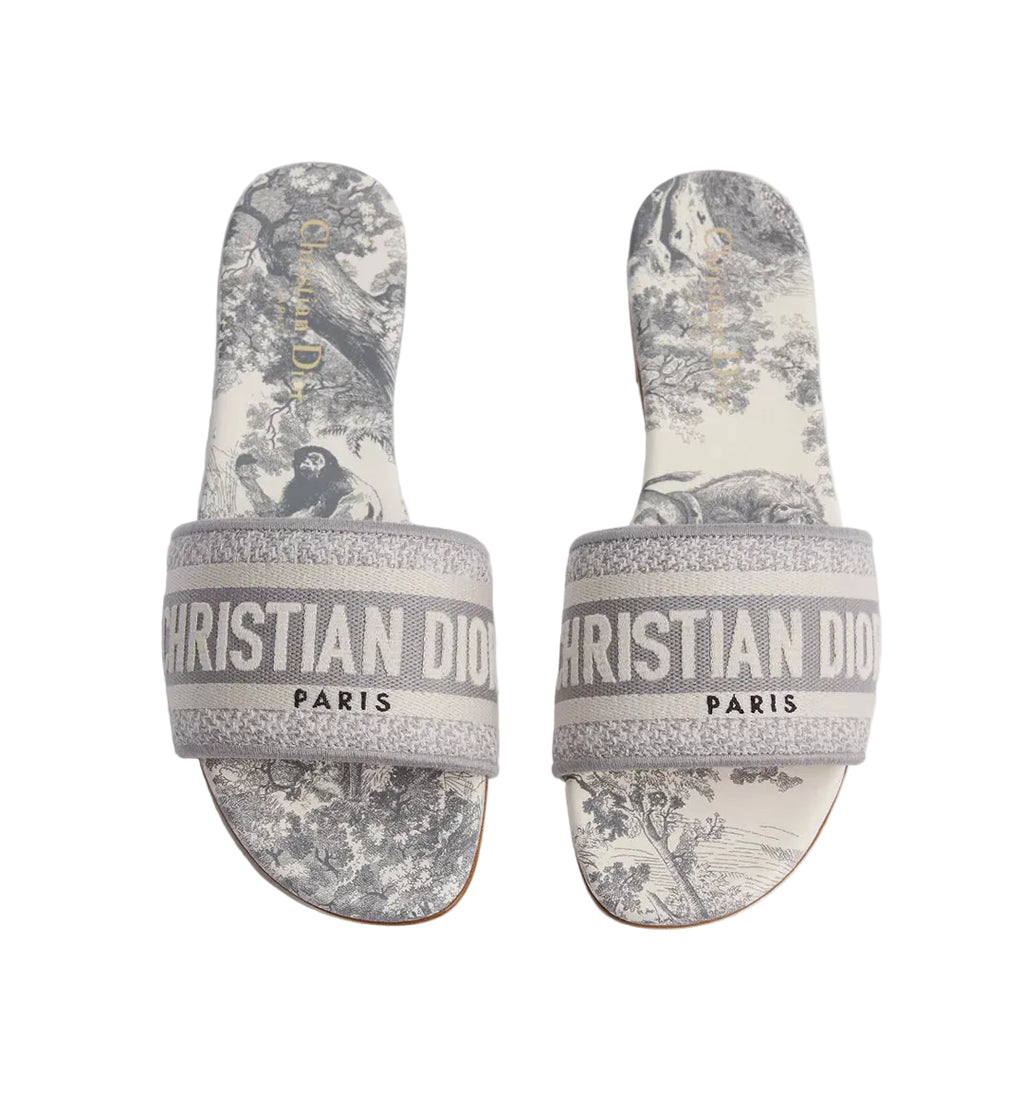Christian Dior Dway Slide
Gray Embroidered Cotton and Toile de Jouy Motif