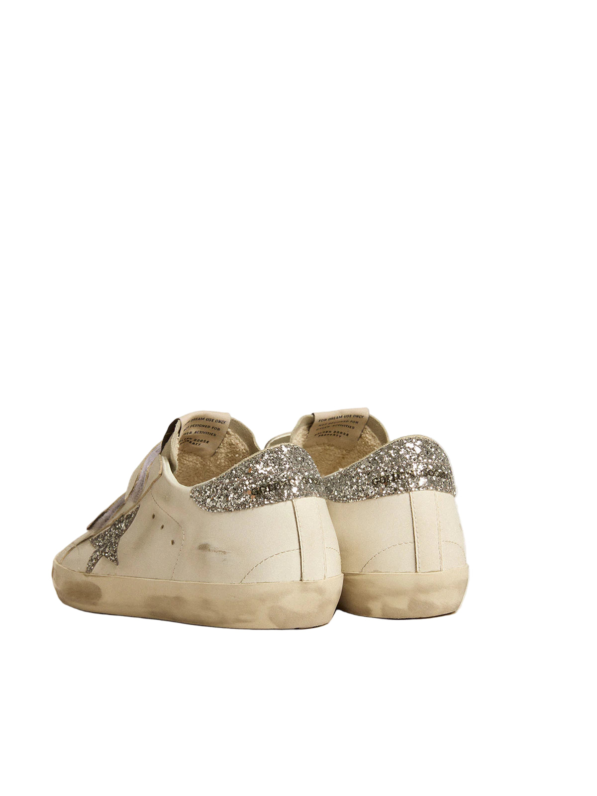 Golden goose Women’s Old School with silver glitter star and ice-gray suede tongue