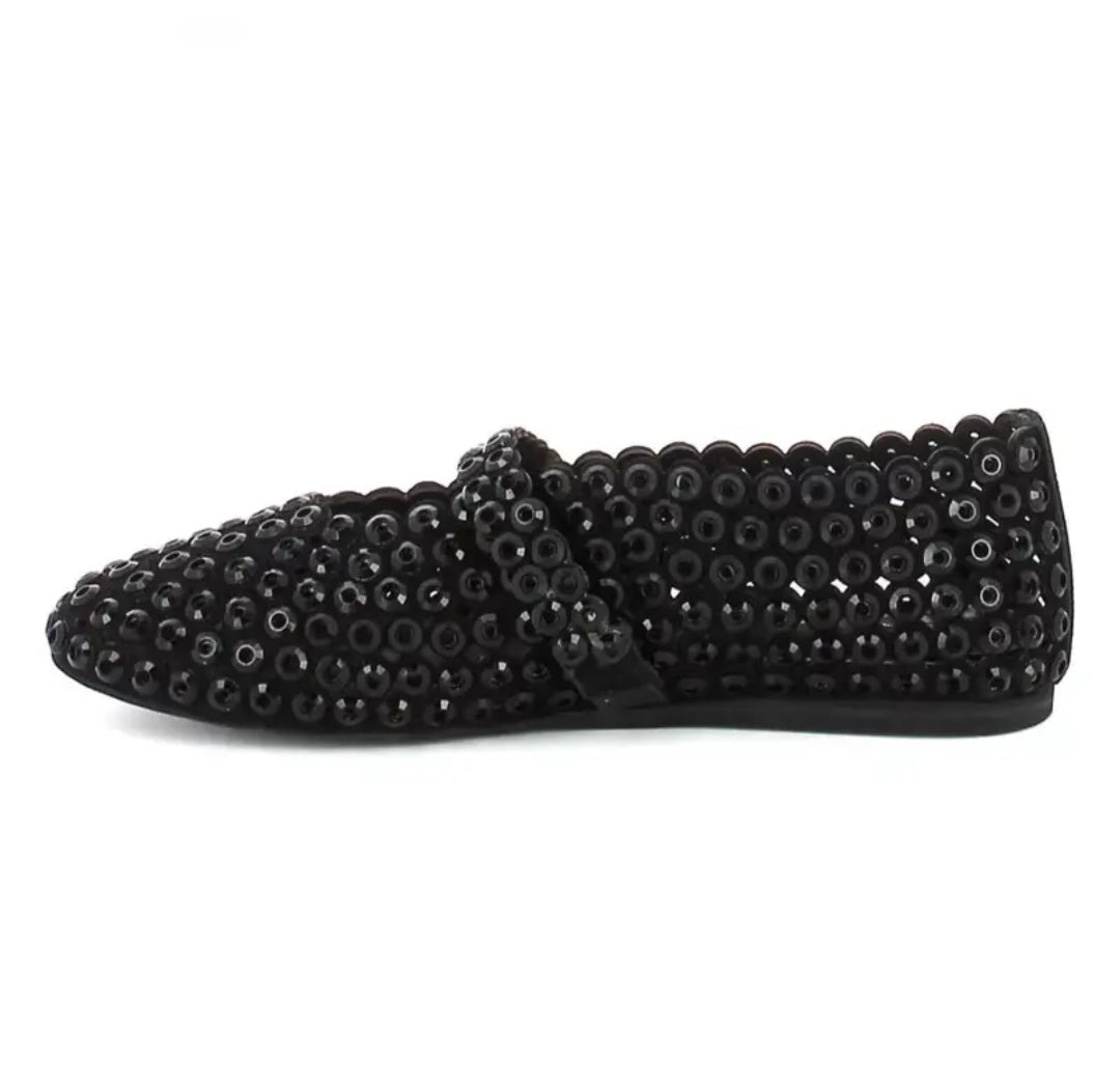 Alaïa Suede Black Ballet Flats