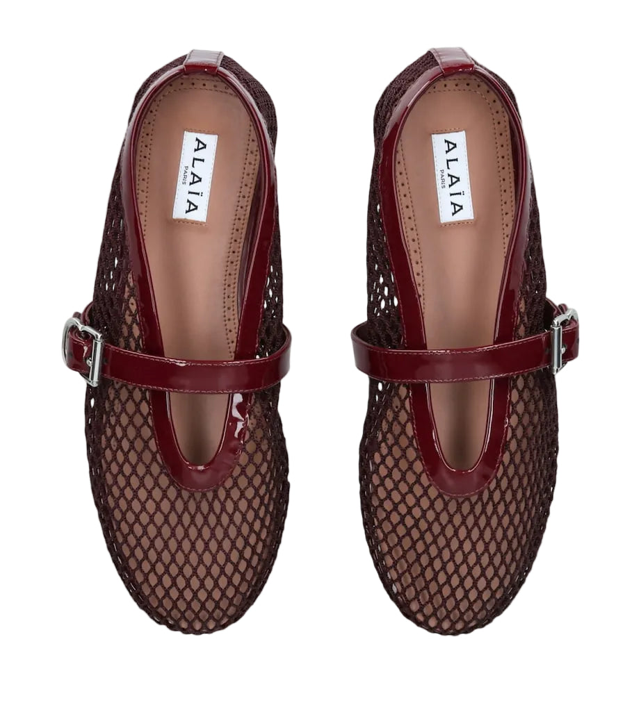 Alaïa | Burgundy mesh ballet flats