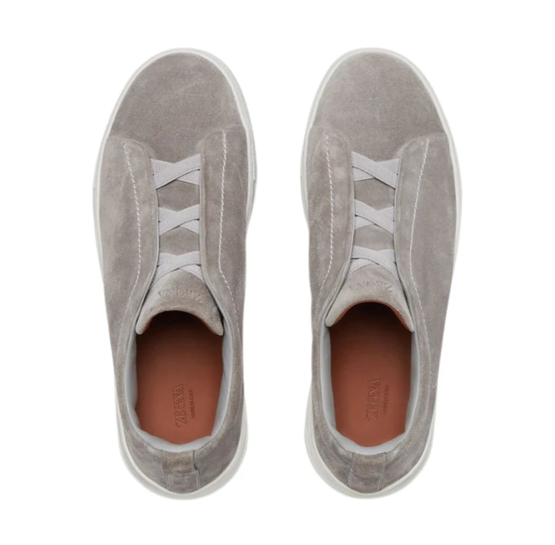 Zegna Triple Stitch™ Suede Sneakers in Shades of Grey