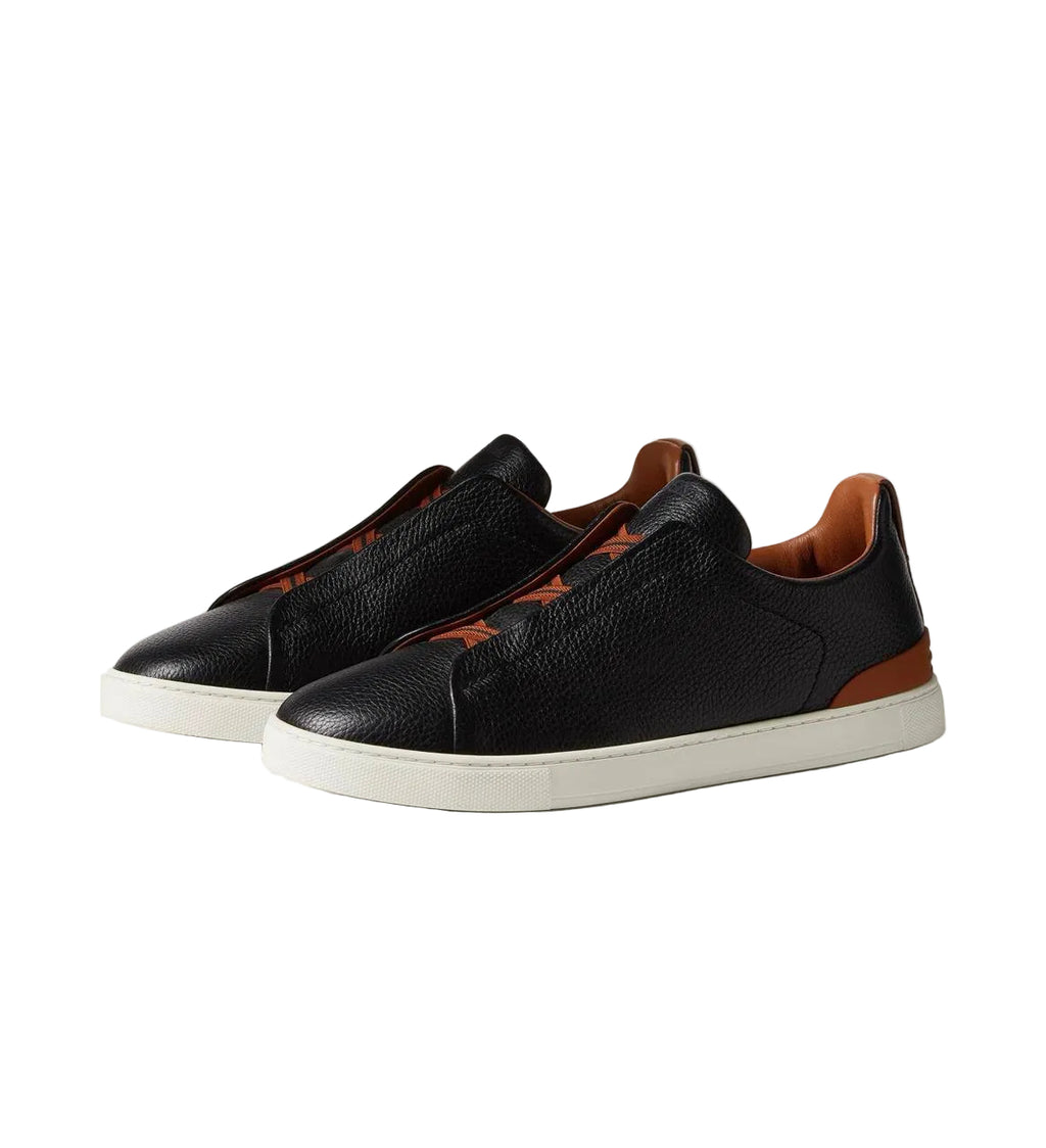 Zegna Triple Stitch™ Genuine Leather Sneakers in Black
