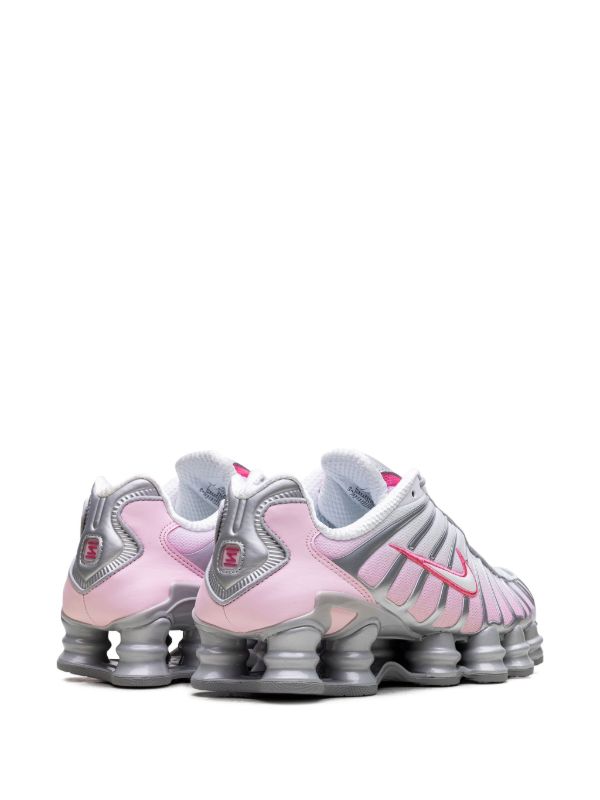 Nike Shox TL sneakers in a Metallic Platinum and Pink Foam