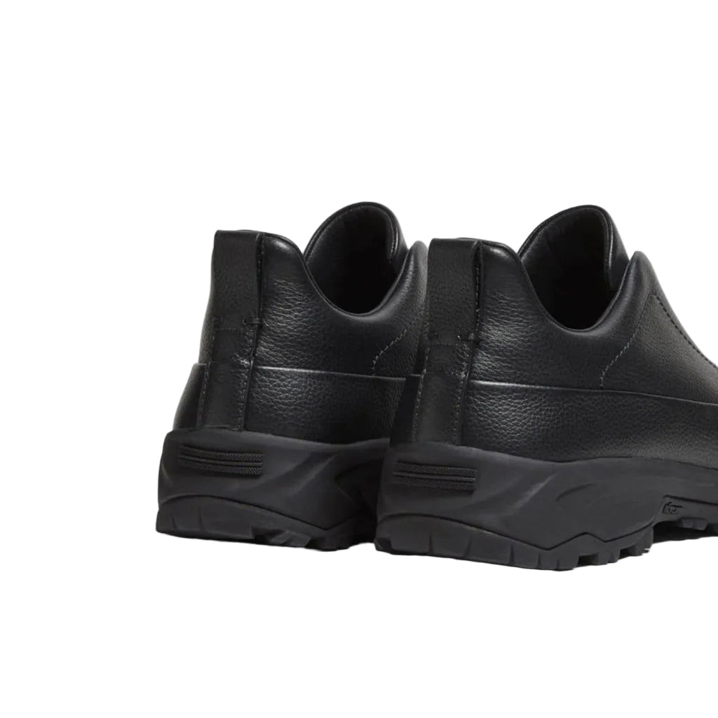 Zegna Black leather triple stitch mont sneakers