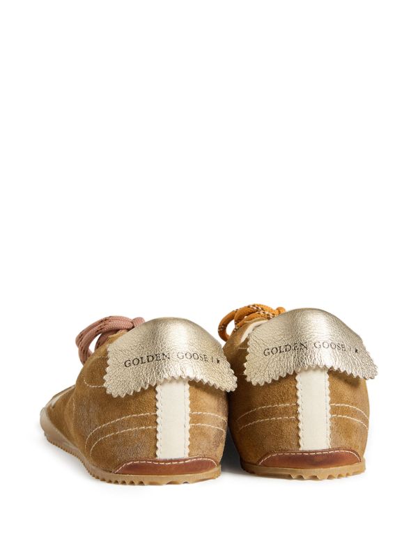Golden goose Women True-Star in tobacco-colored suede with white star and platinum heel tab