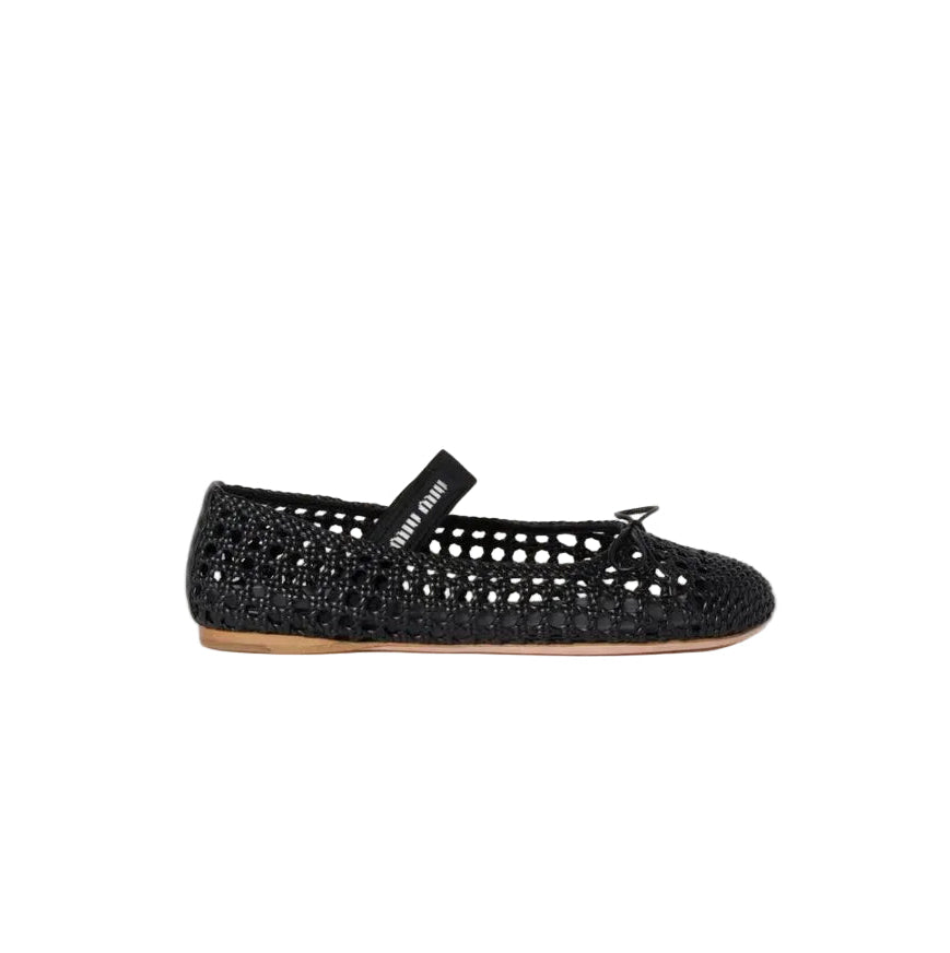 MIU MIU Woven Nappa Leather Ballerinas black