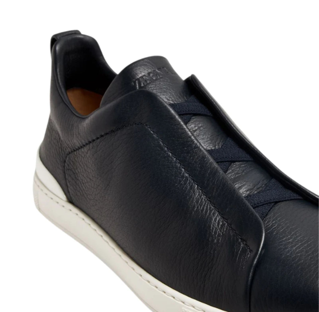 Zegna Navy Deerskin Triple Stitch
