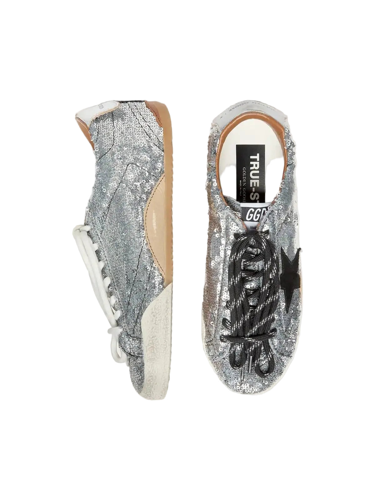 Golden goose True-Star in silver sequins with black star
