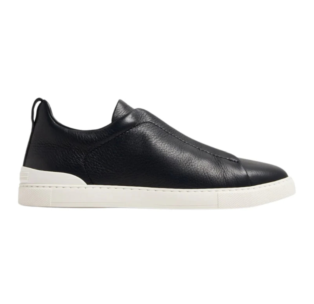 Zegna Navy Deerskin Triple Stitch