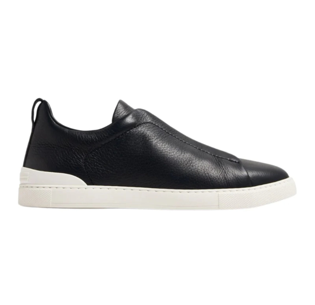 Zegna Navy Deerskin Triple Stitch