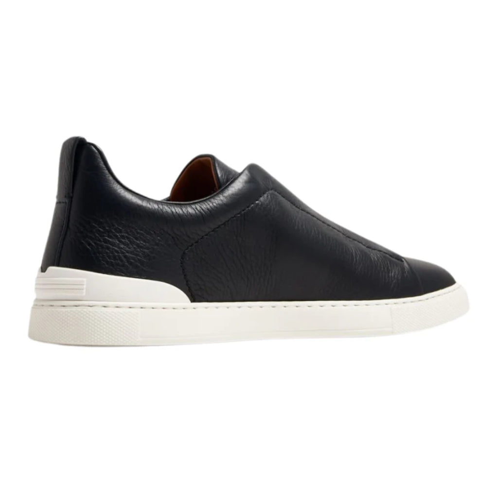 Zegna Navy Deerskin Triple Stitch