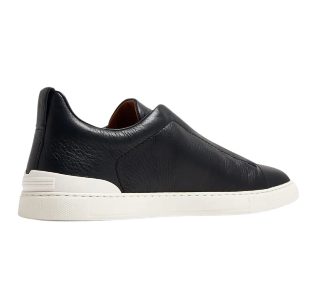 Zegna Navy Deerskin Triple Stitch