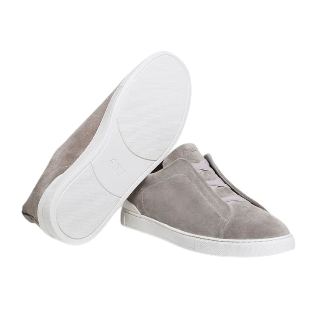 Zegna Triple Stitch™ Suede Sneakers in Shades of Grey