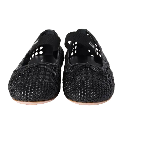 MIU MIU Woven Nappa Leather Ballerinas black