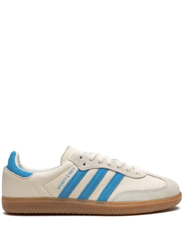 adidas Sneakers in two colors, blue and cream, x Sporty & Rich Samba