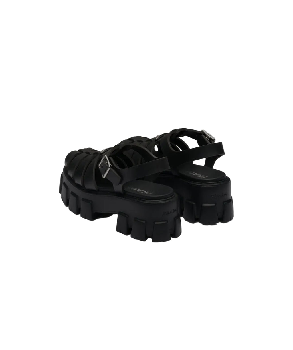 Prada Monolith rubber black sandals