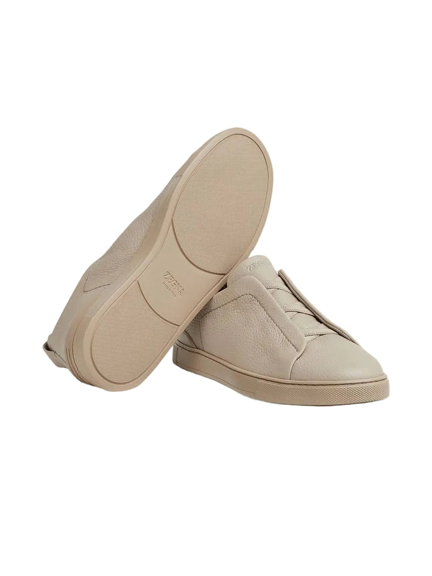 Zegna Beige Deerskin Triple Stitch™ Sneakers