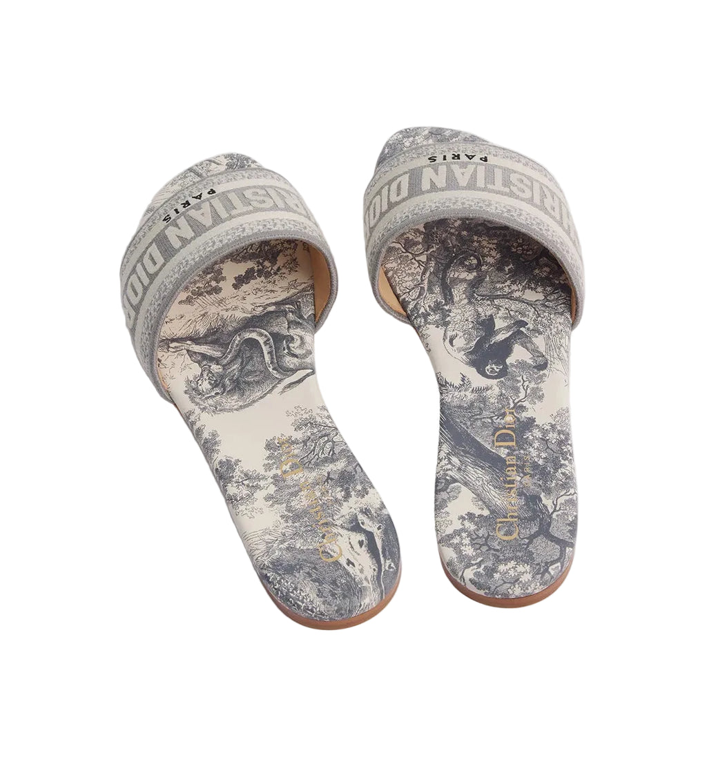 Christian Dior Dway Slide
Gray Embroidered Cotton and Toile de Jouy Motif