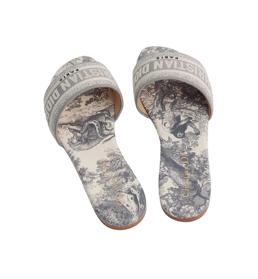 Christian Dior Dway Slide
Gray Embroidered Cotton and Toile de Jouy Motif