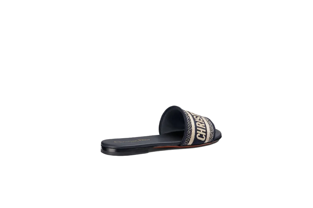 Christian Dior Dway Slide Black embroidered cotton