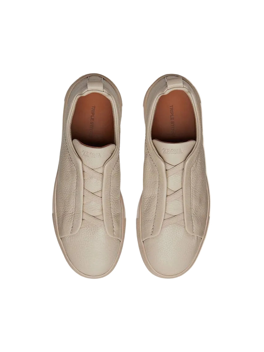 Zegna Beige Deerskin Triple Stitch™ Sneakers