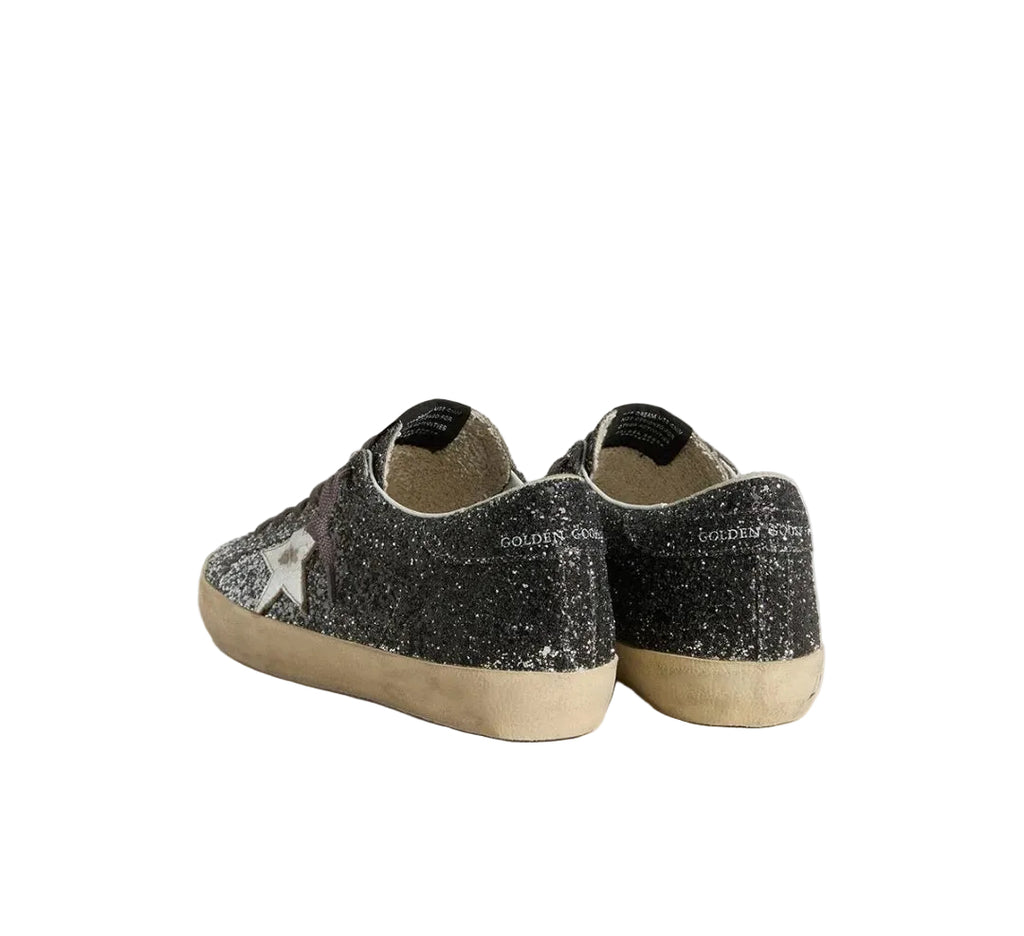Golden goose Women's Super Star with glitter upper and silver metallic leather star