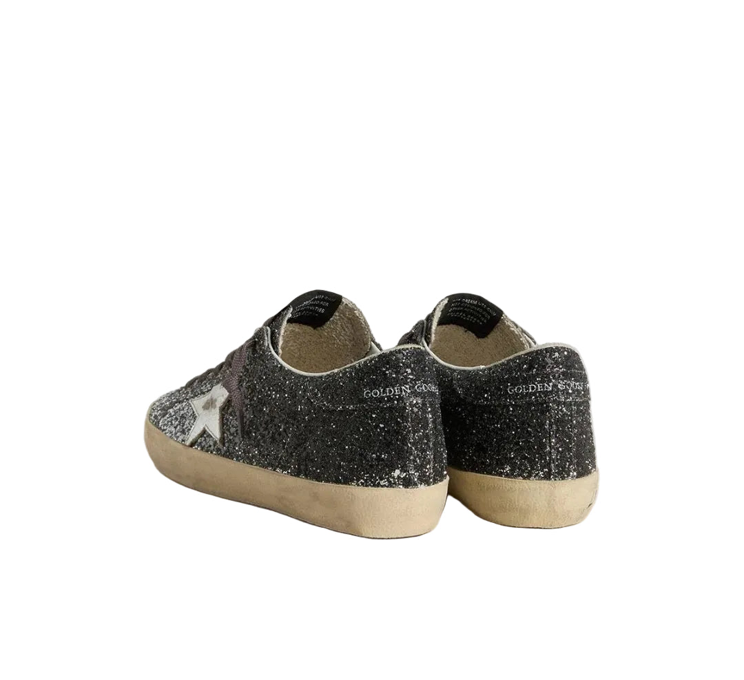 Golden goose Women's Super Star with glitter upper and silver metallic leather star