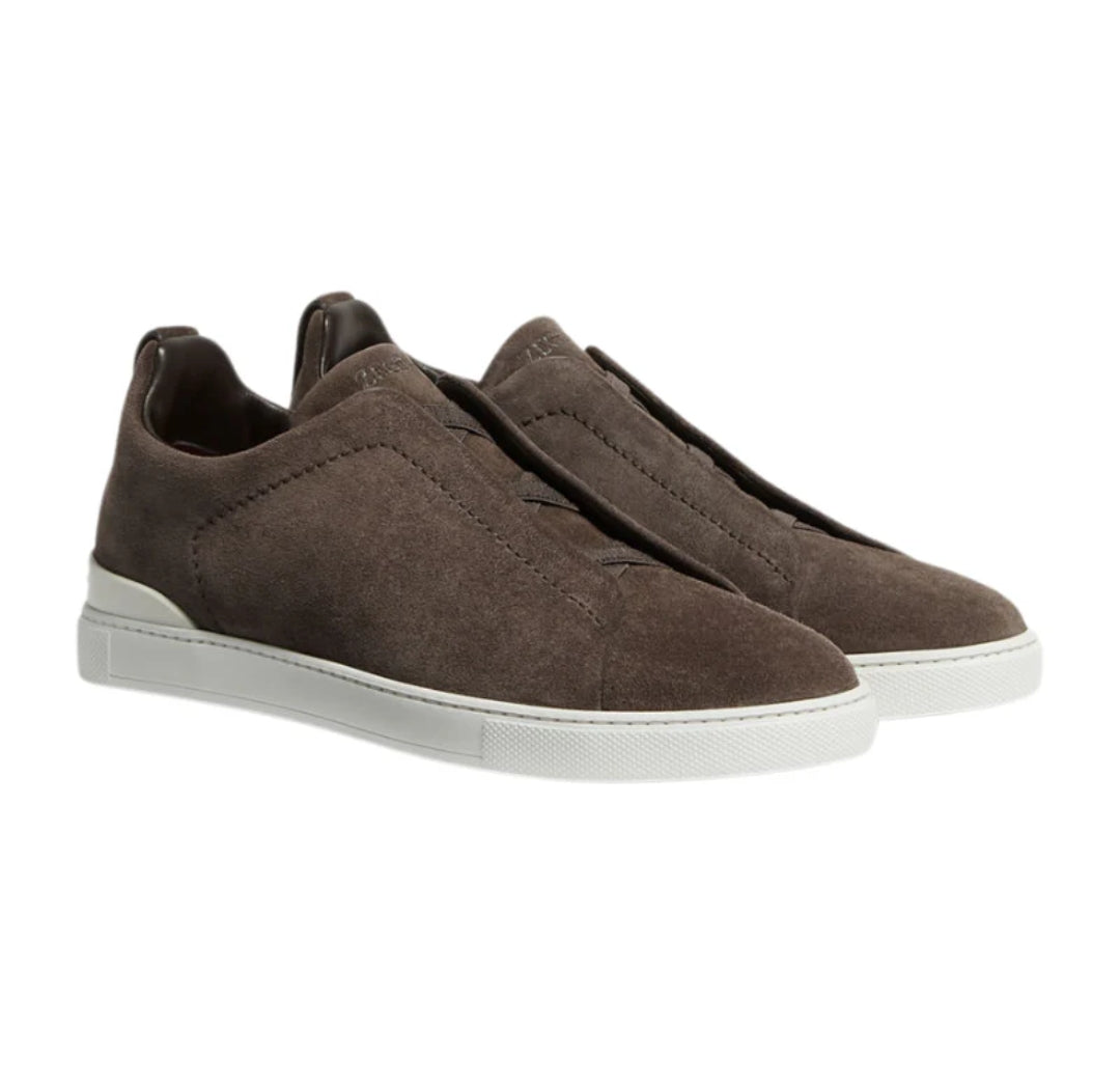 Zegna Brown Suede Triple Stitch™ Sneakers