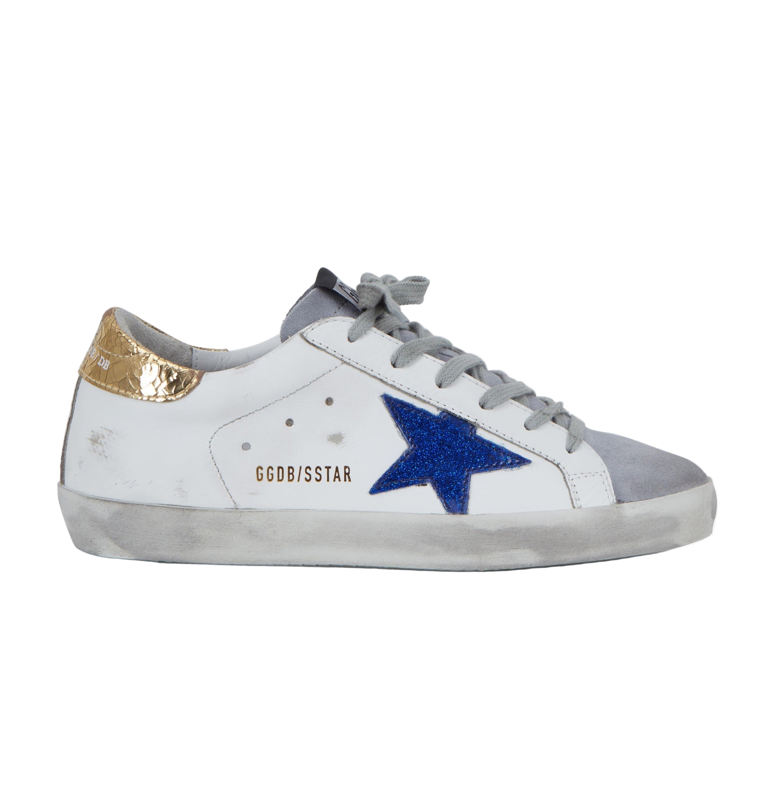 GOLDEN GOOSE
Superstar White & Blue Glitter Star Sneaker