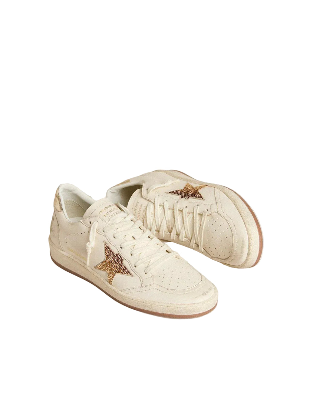 Golden goose Women’s Ball Star in white leather with crystal star and metallic heel tab
