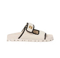 Miu Miu Women's Crochet Knit Ivory / Black Sandals