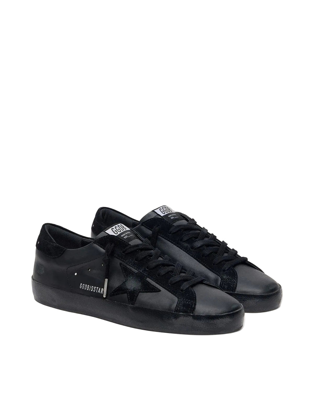 Golden Goose Men's
Super-Star in black nappa with black suede star and heel tab