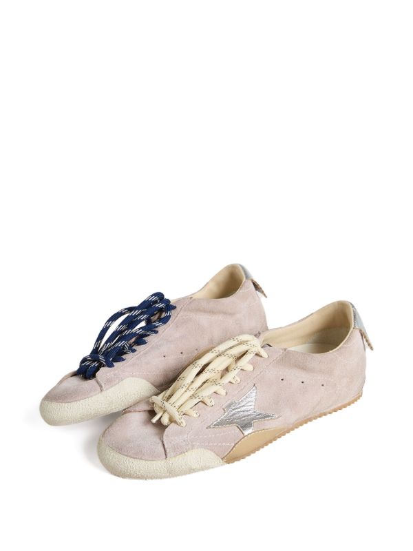 Golden goose Women's True-Star in pastel pink suede with silver star and heel tab
