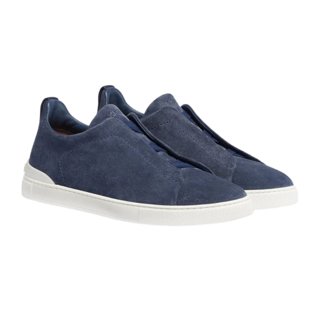 Zegna Triple Stitch™ Deep Blue Suede Sneakers
