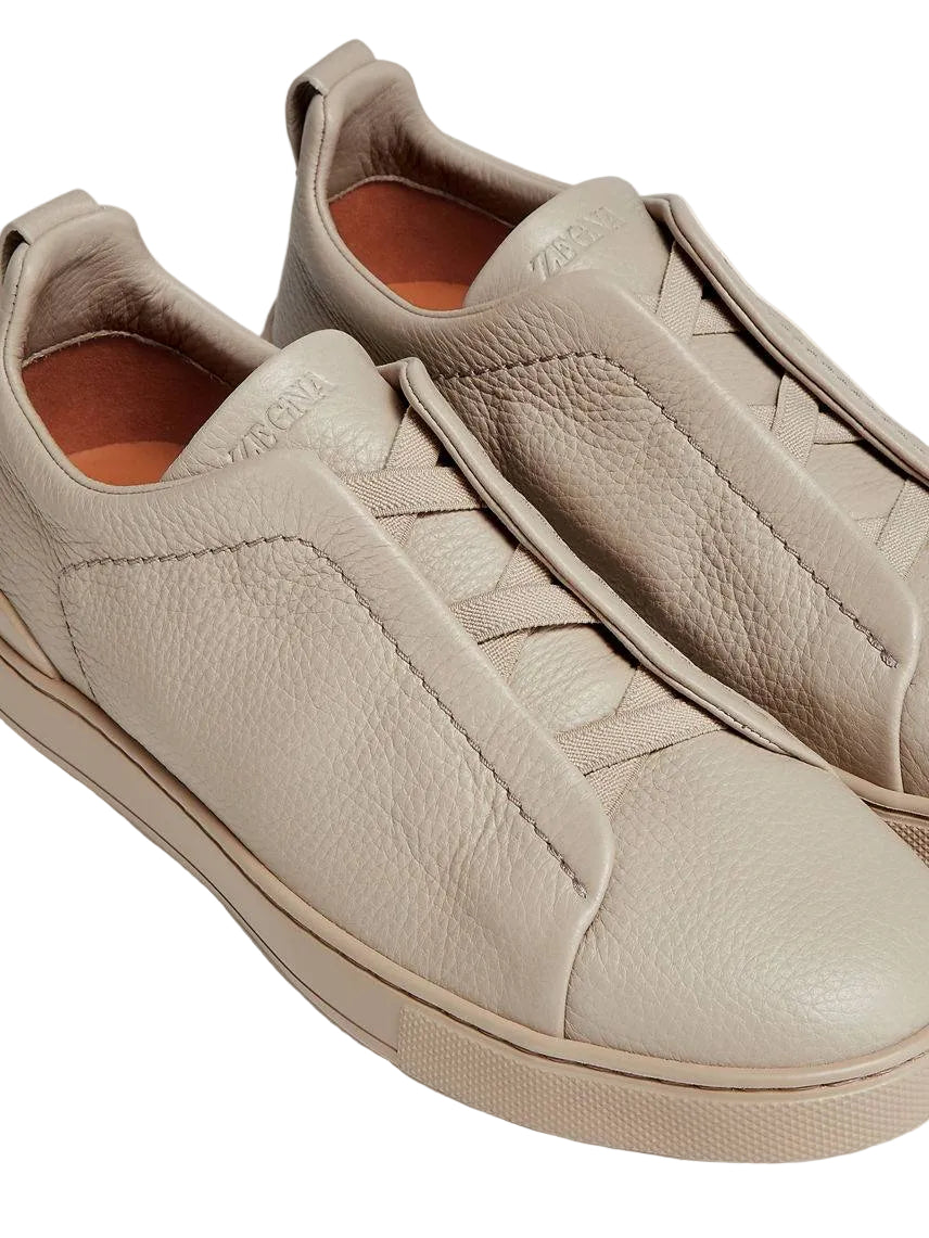 Zegna Beige Deerskin Triple Stitch™ Sneakers