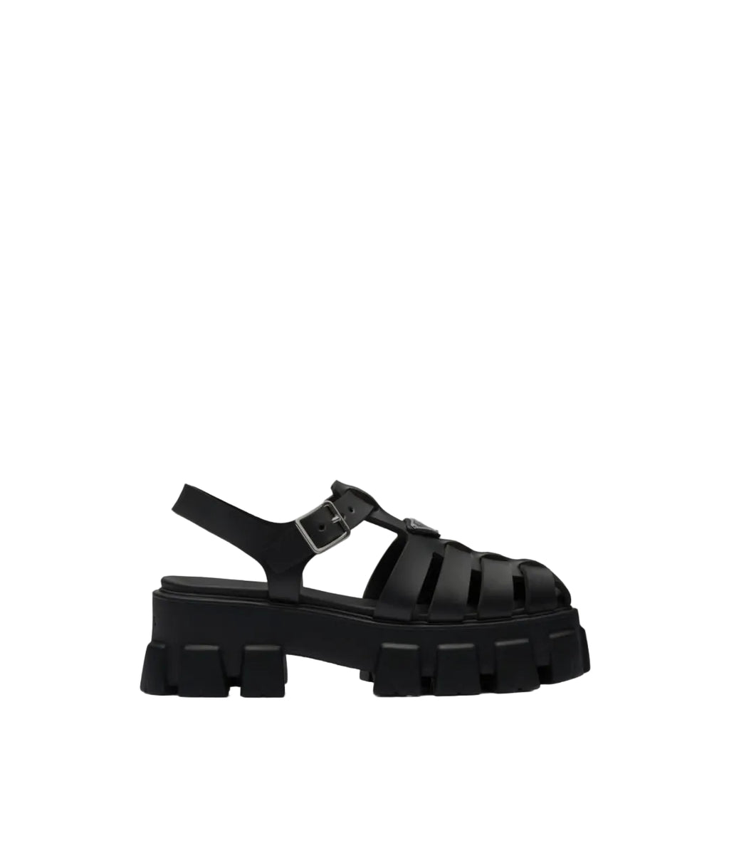 Prada Monolith rubber black sandals