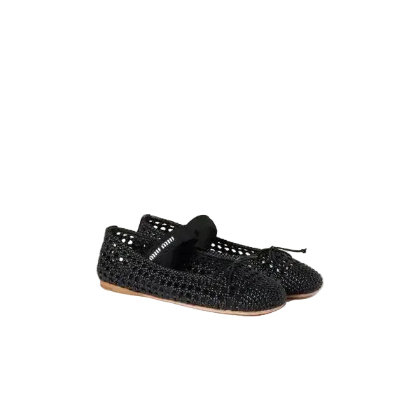 MIU MIU Woven Nappa Leather Ballerinas black