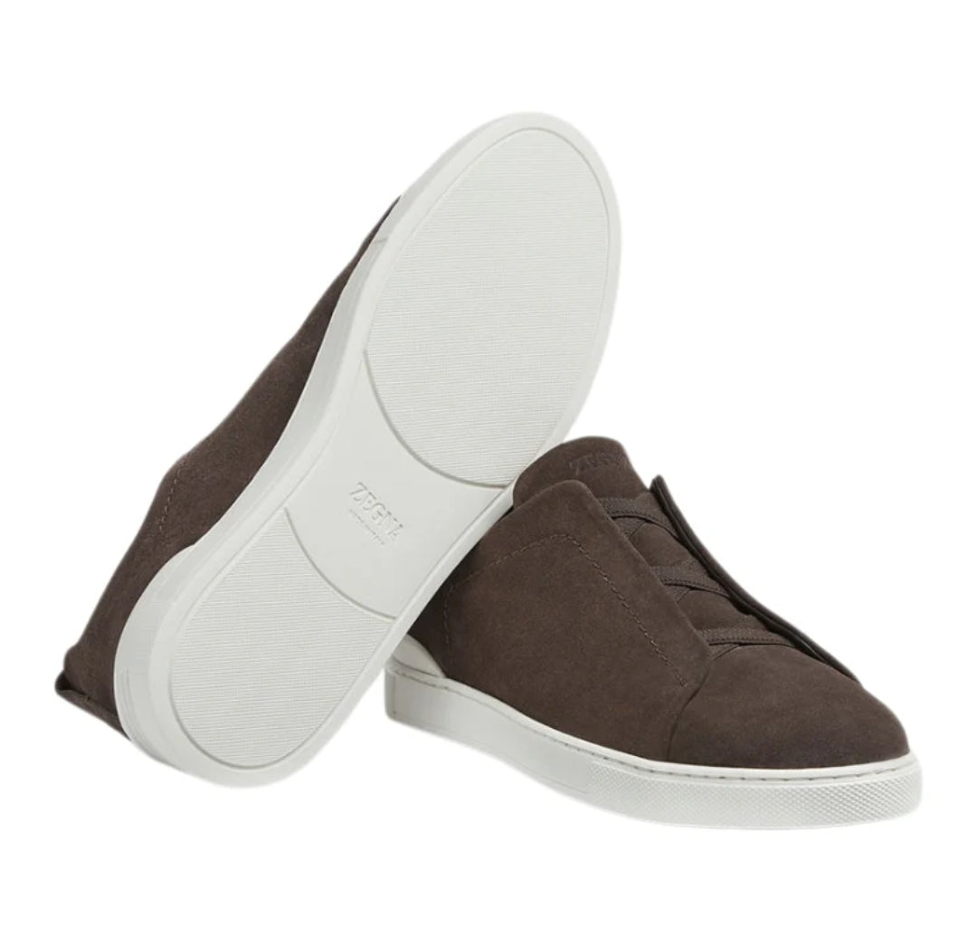 Zegna Brown Suede Triple Stitch™ Sneakers