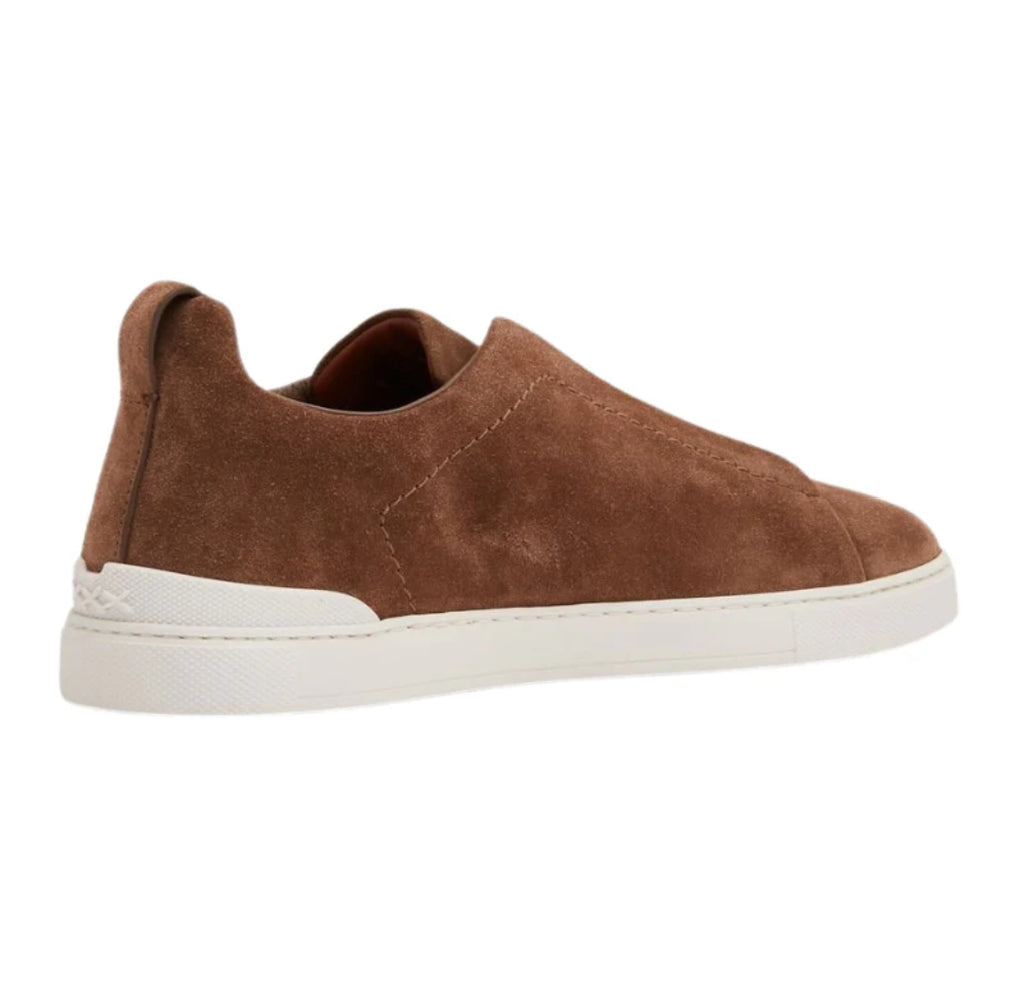 Zegna Suede Low-Top Sneakers – Light Brown Calf Suede/Leather