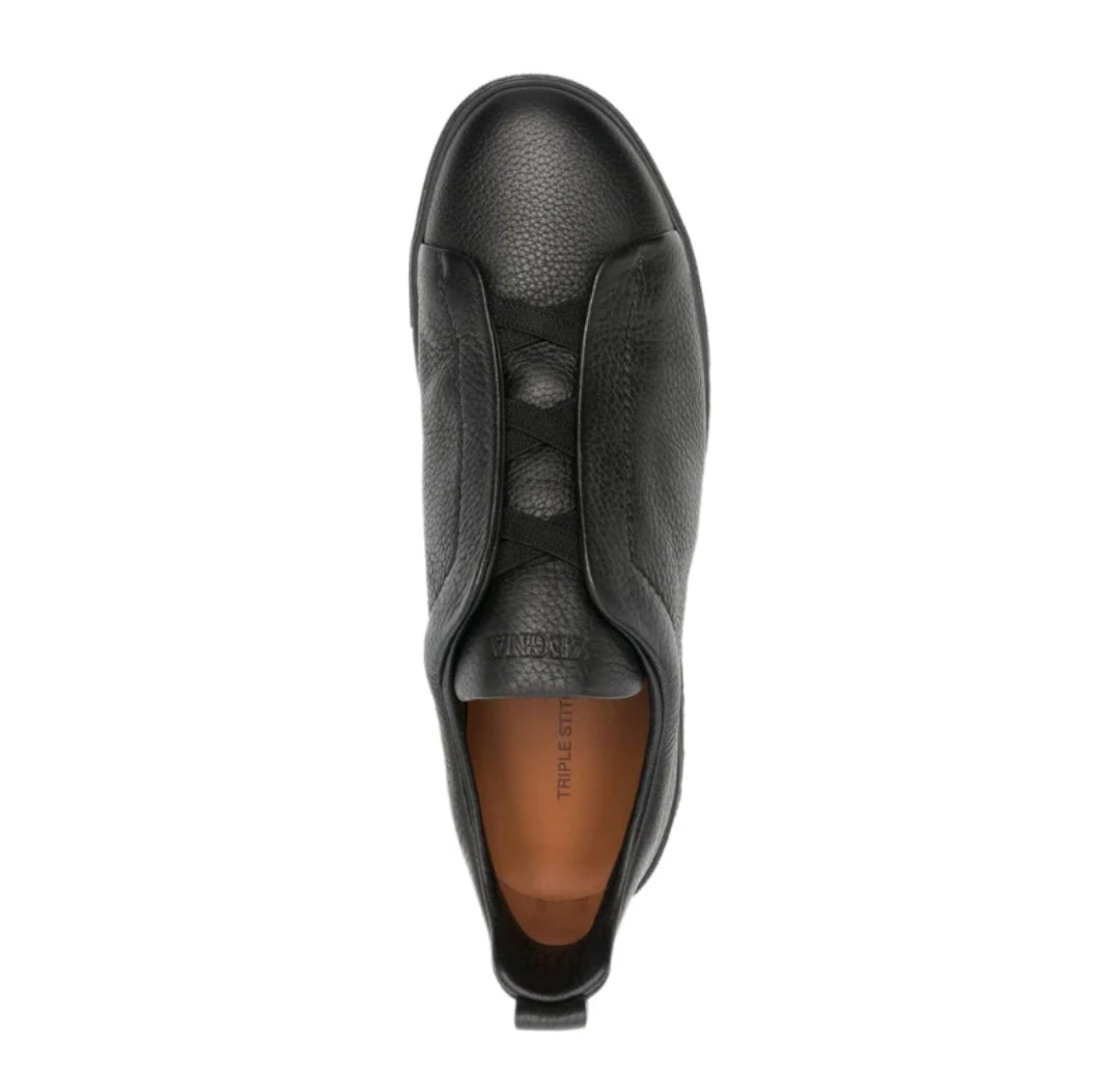 Zegna Navy Deerskin Triple Stitch